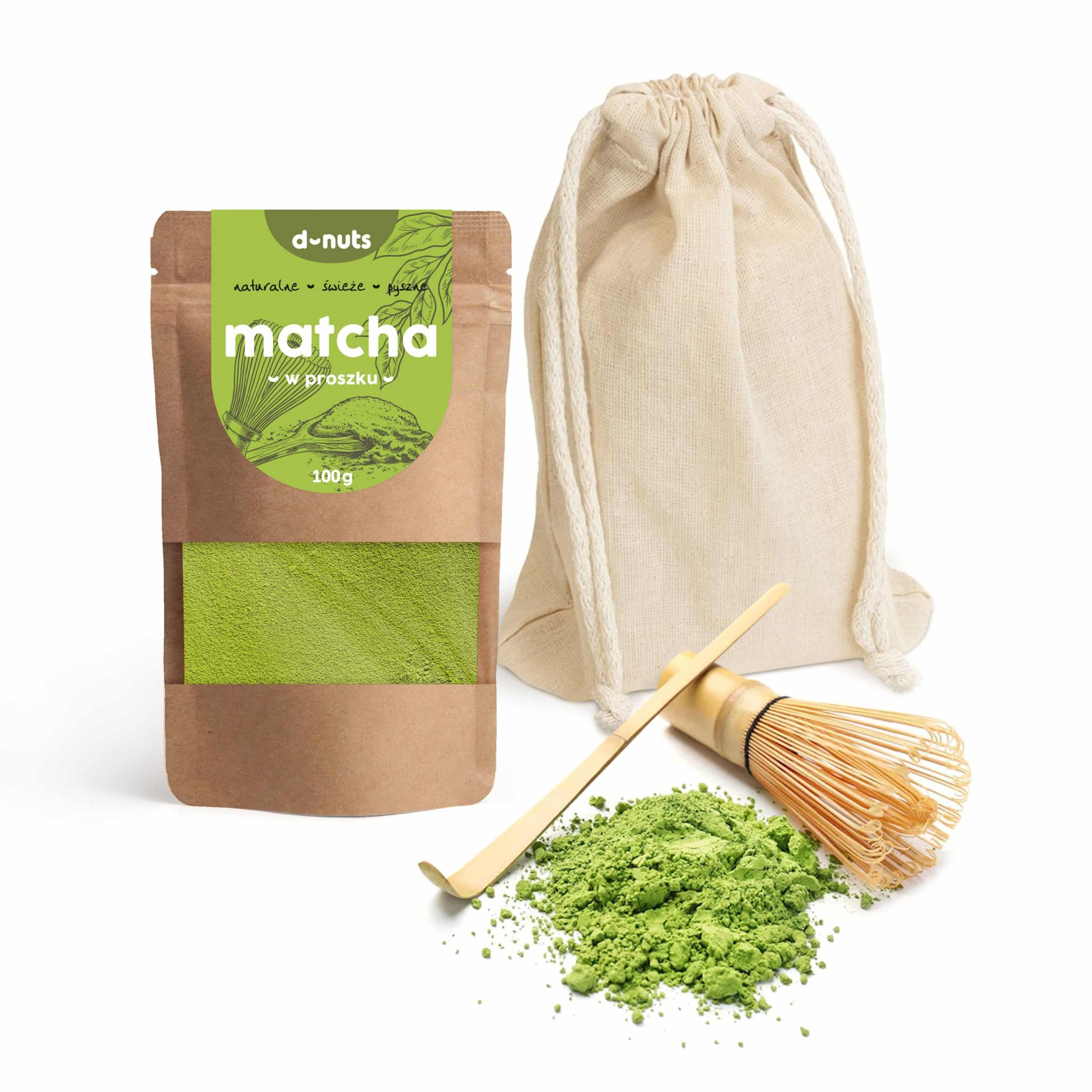Zestaw Startowy do Matchy – Herbata Matcha 100g + miotełka Chasen + łyżeczka Chashaku
